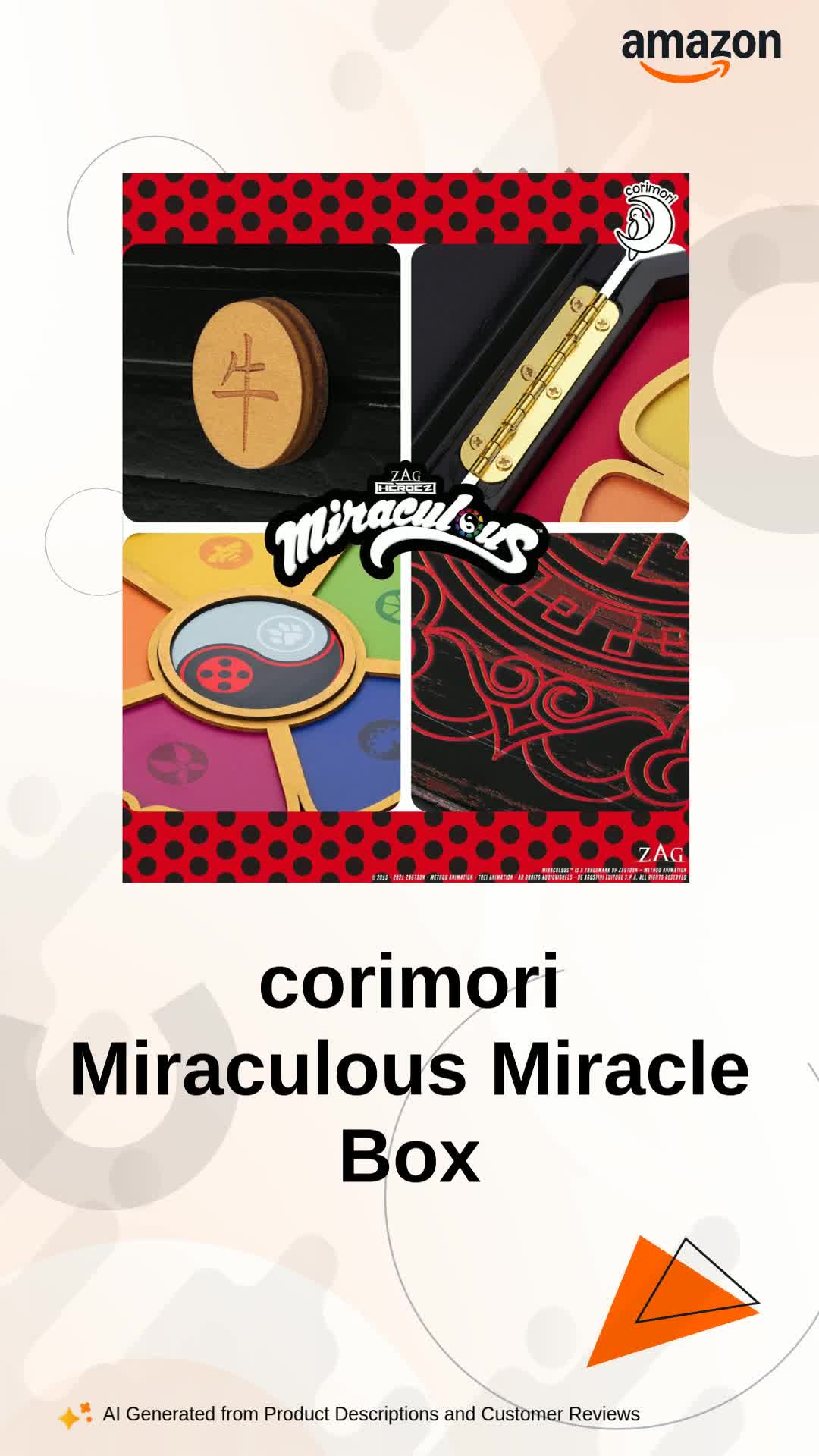 corimori Miraculous Ladybug and Chat Noir Wooden Box