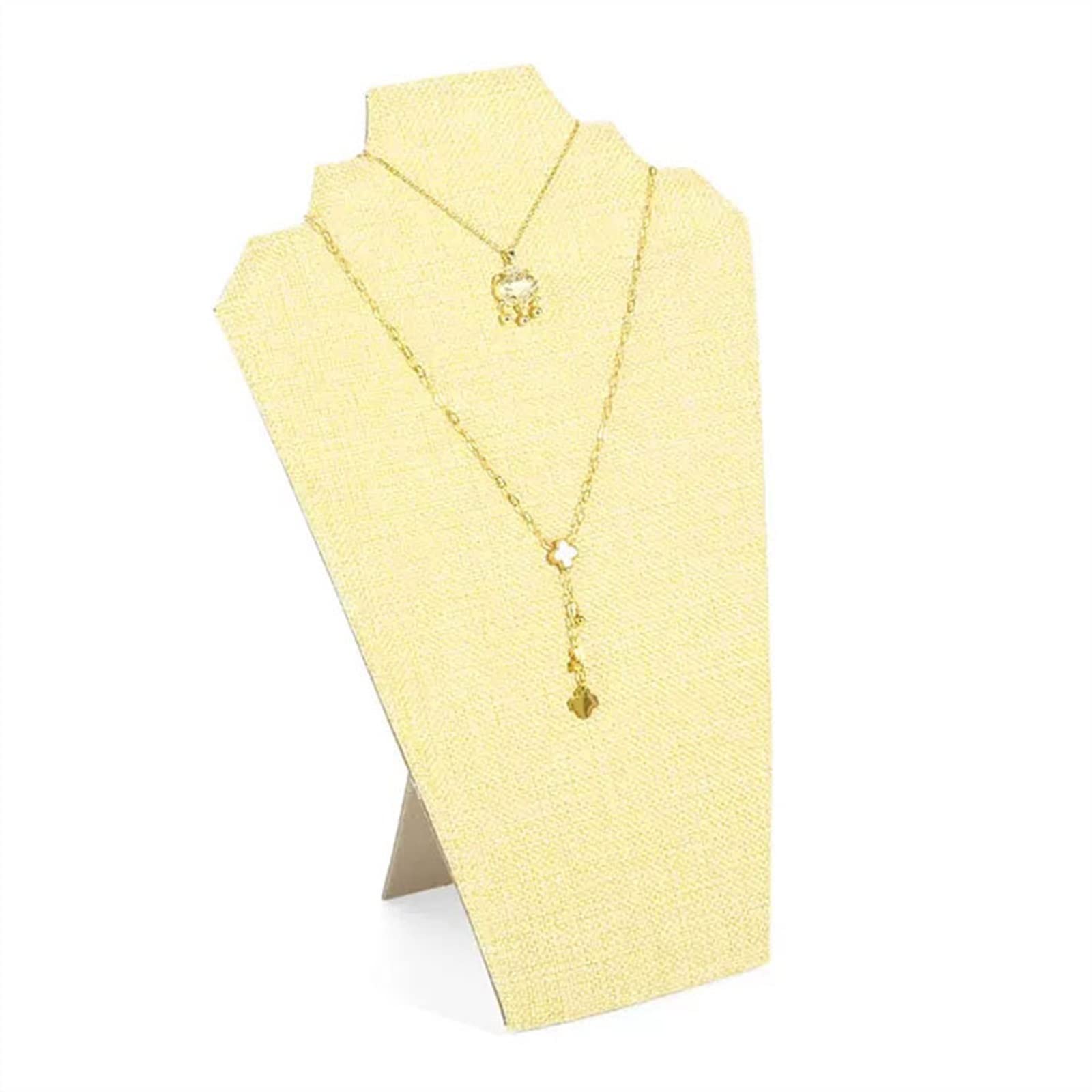 J9V4G6S3B5 Jewellery Storage Necklace Display Stands Jewelry Organizer Showcase for Pendant, Bust for Selling and Shows(Linen)