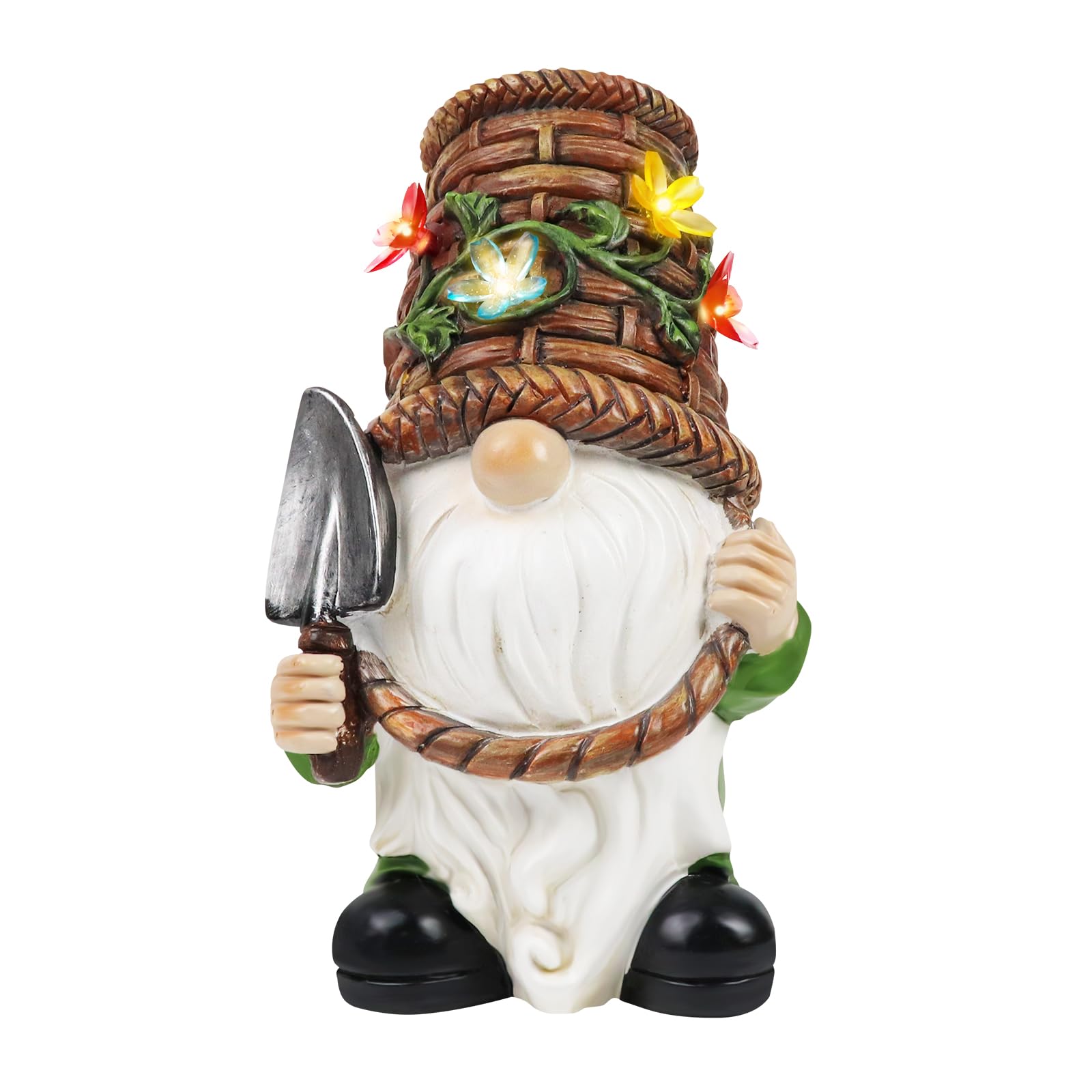 Landrip Outdoor Gnome Statues, Gardening Gift for Women, Funny Gnomes Garden Ornaments Solar LED Garden Lights Resin for Patio Lawn Outdoor Garden Gnome Gardening