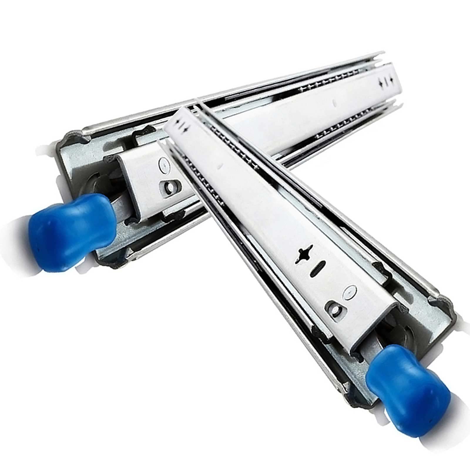 Guide telescopiche con cuscinetti a sfera in metallo, resistenti, 250 mm, 1400 mm, con funzione di bloccaggio, estensione completa, per armadietti, cassetti, confezione da 2