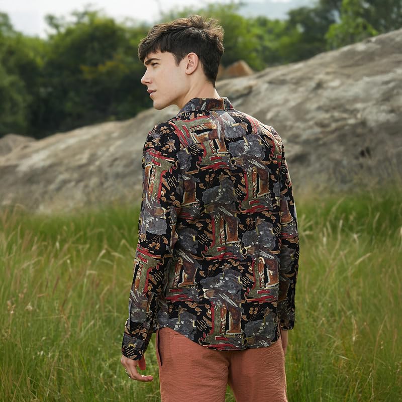Image of CAHOOT Men's Shirt for Casual Wear | Spread Collar | Long Cuffed Sleeves | Button Closure | Shirt Crafted with Comfort Fit for Everyday Wear
