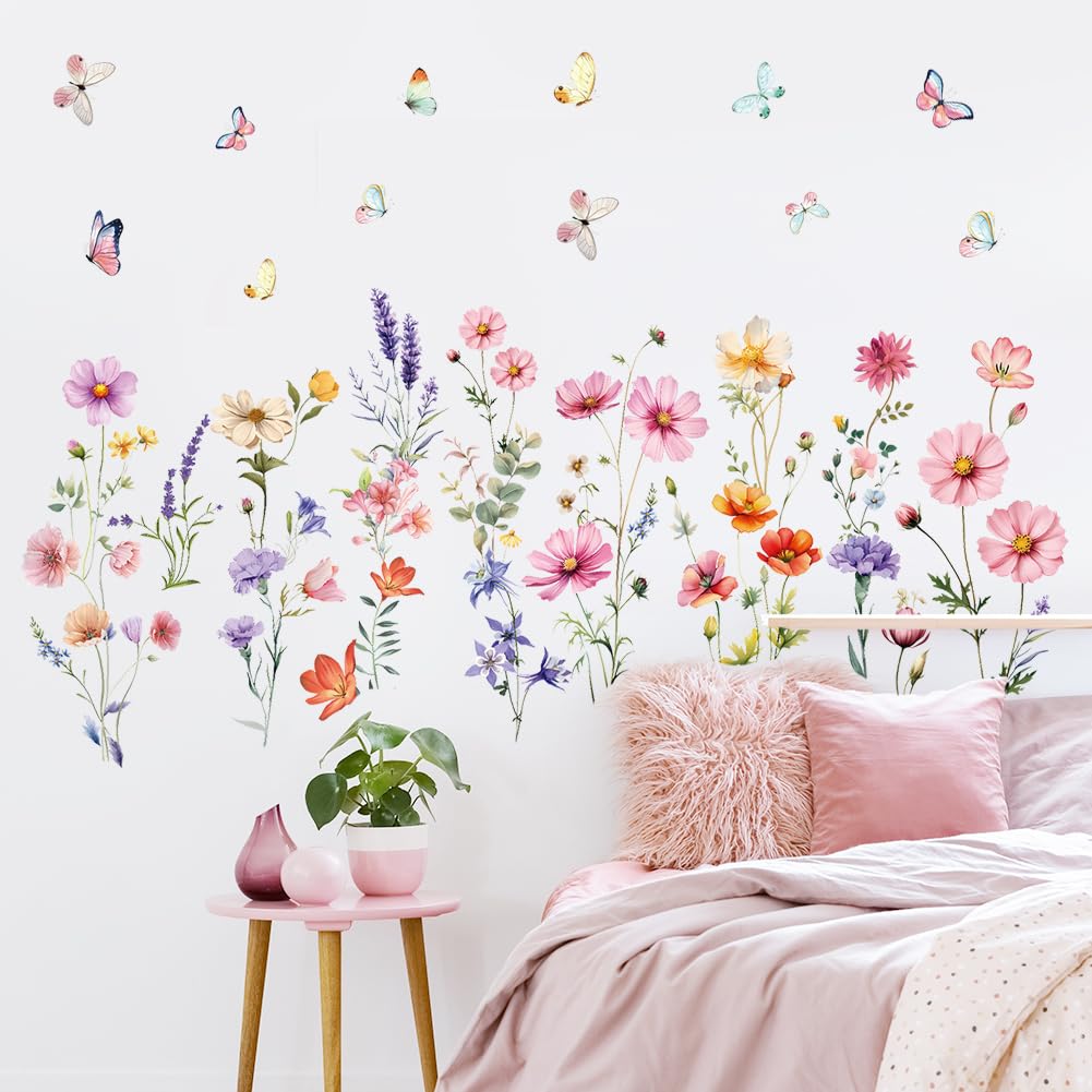 Boho Daisy Wall Decals - Removable Flower Wall Stickers, Set Of 10 Large (11"x11") For Nursery & Kids Room - View #2