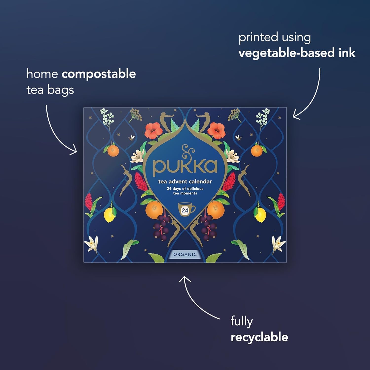 Pukka 2025 Advent Calendar Organic Tea Sampler, Selection of 24 Delightful Black & Green Tea Infusions, Christmas Gift Idea for Tea Lovers, 100% Organic (Pack of 2)