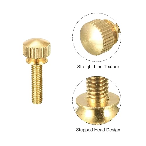 Miniatura 89 de uxcell 5 tornillos moleteados para el pulgar, pernos de hombro de latón M5 x 0.472 in, perillas de agarre escalonadas para PC, electrónicos