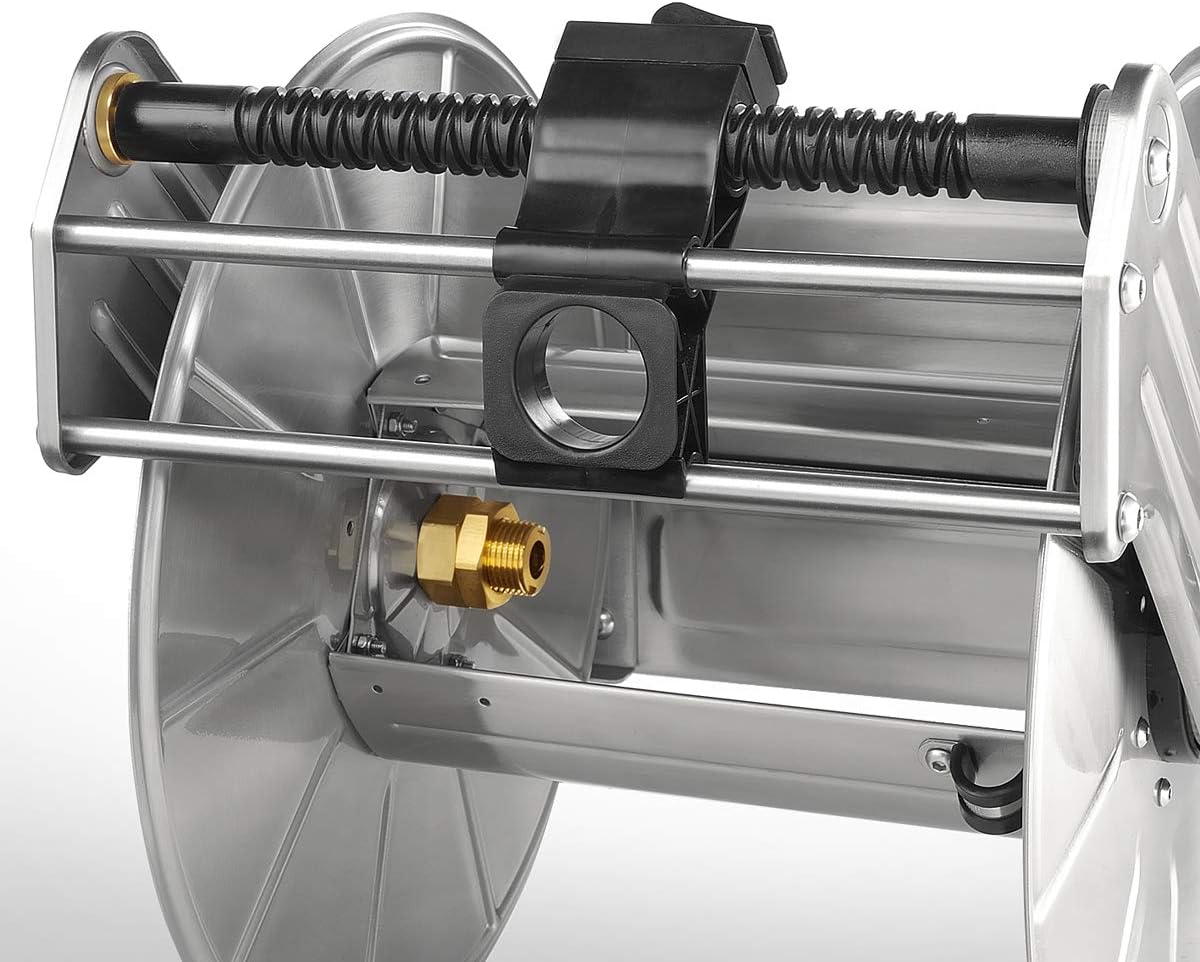 Giraffe Stainless Steel Garden Hose Reel Heavy Duty, Wall/Floor Mounted Metal Water Hose Reel Retractable with Crank, 150-Feet 5/8" Hose Capacity : Patio, Lawn & Garden