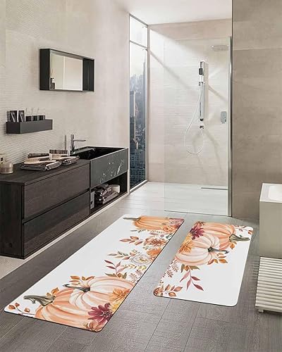 Miniatura 2 de Tapete de baño de calabaza rosa naranja para bañera, antideslizante, de secado rápido y absorbente, de tierra de diatomeas, fregadero de ducha,