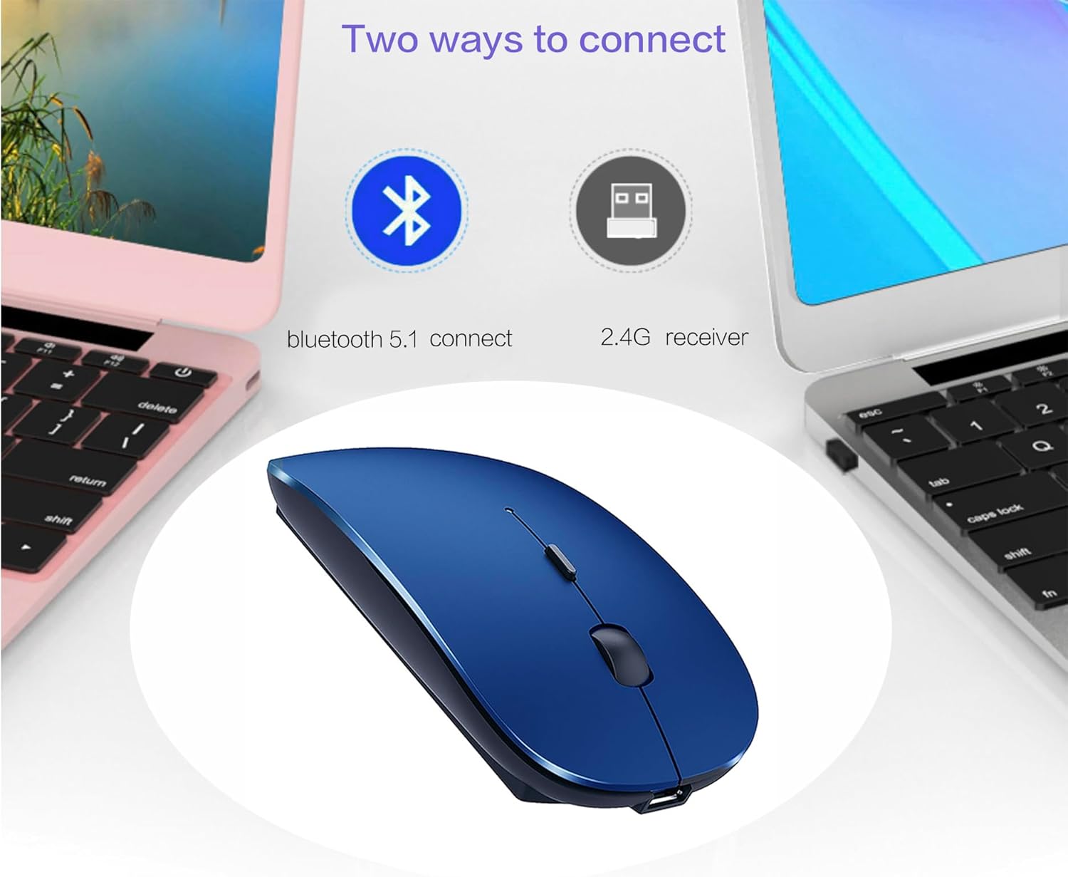 PEIBO Bluetooth Wireless Mouse for Laptop mac MacBook ipad MacBook air MacBook pro pc Desktop Computer Windows Chromebook Notebook image 3 of 6 B08VW51H7Z