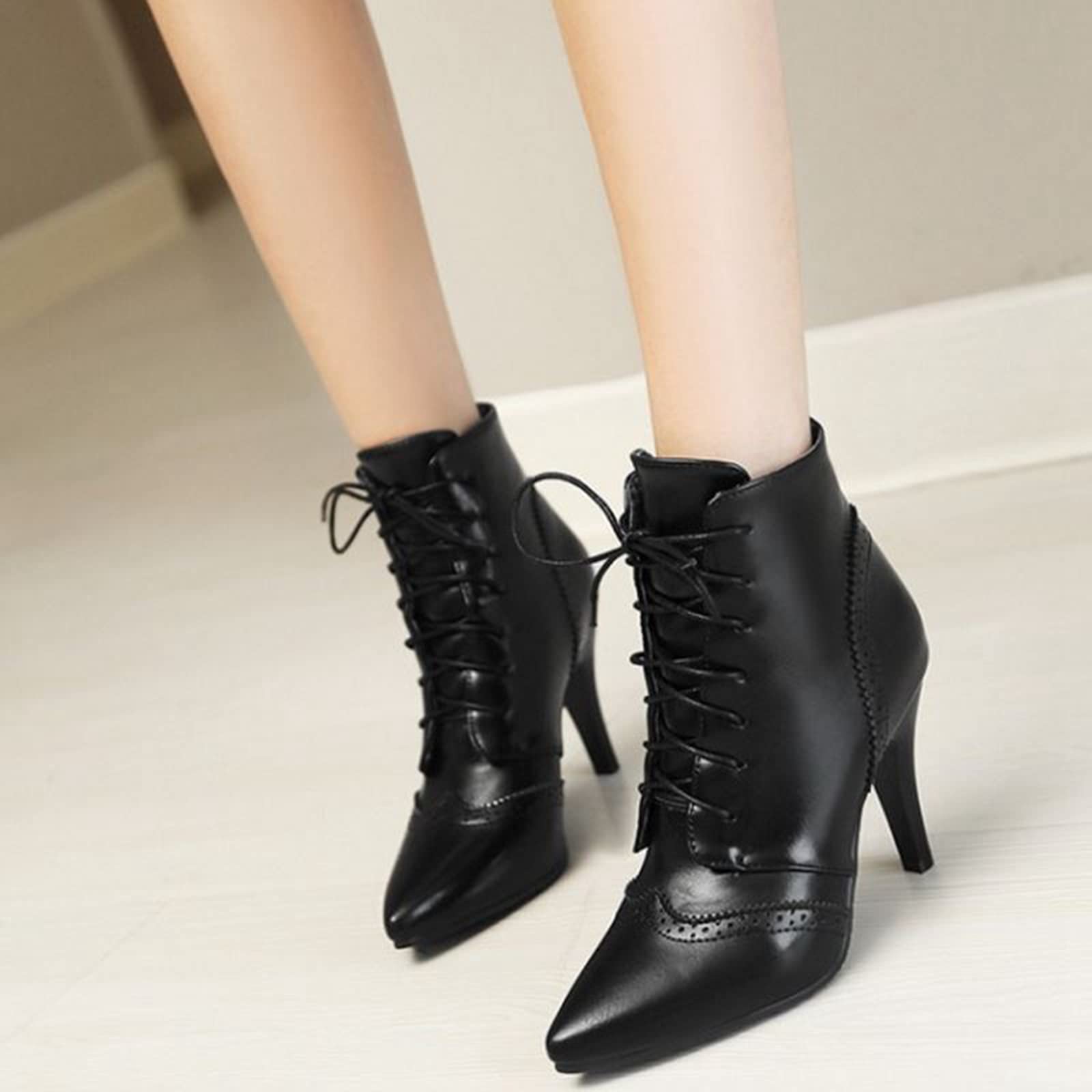 Onewus Mujer Botas con tacón Cordones Botines
