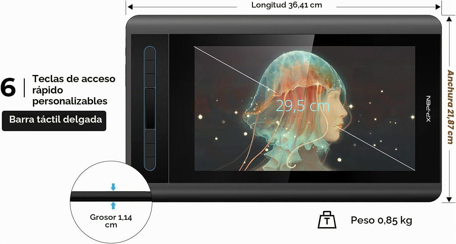 XP-Pen Artist 12 - Monitor gráfico (1920 x 1080 HD, IPS, con Barra táctil, lápiz P06 con Goma de borrar para enseñanza remota en casa)