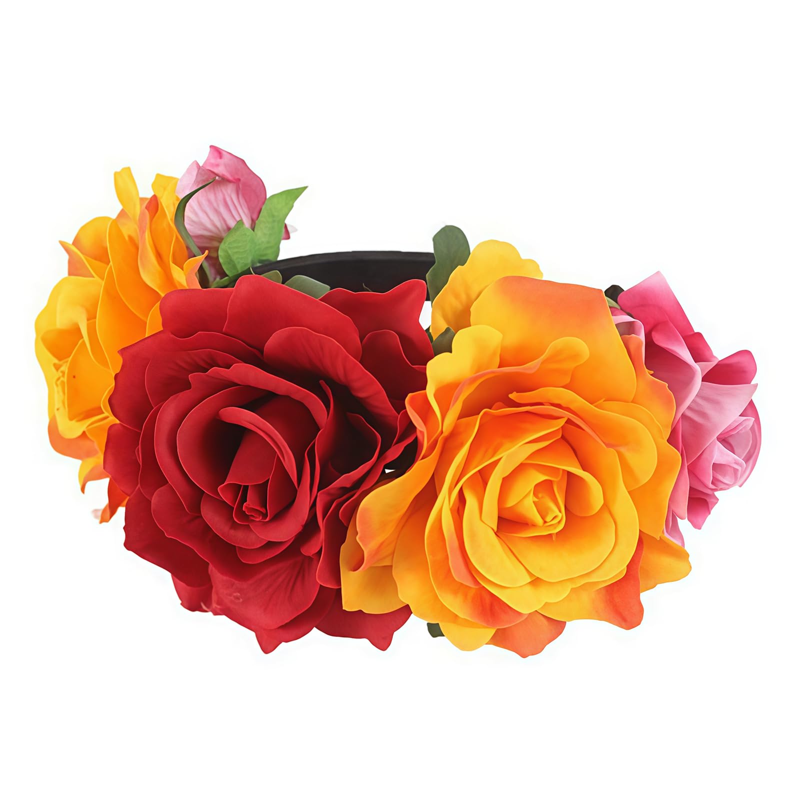 VASANA Rose Flower Crown Headband Mexican Flower Crown Headpiece Floral Hair Accessories Hair Garland for Wedding Birthday Halloween Party Headwear