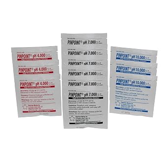 PINPOINT High-Precision pH Calibration Fluids Kit pH Buffer Solution, 12 piece Set - pH 4.000, 7.000, 10.000