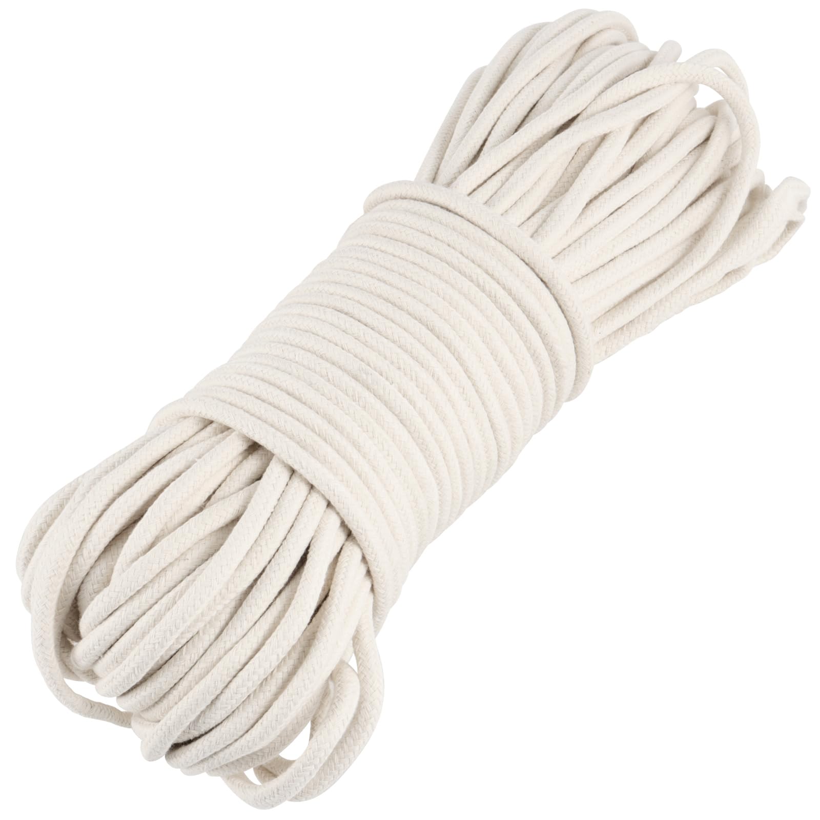 JOIKIT 1/4 Inch 328 Feet White Natural Cotton Rope, Clothesline Rope, All Purpose Braided Cord for DIY Craft Projects, Basket, Potted Plants and Hanging Laundry