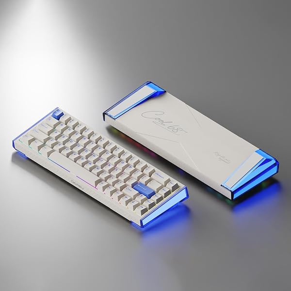 DAREU COOL68 ゲーミングキーボード 0.01mm ラピッドトリガー対応 光翼ライトボックス 有線8000hzポーリングレート 磁気スイッチ SOCD対応 ホットスワップ 65%英語配列 テンキーレス 白/ブルー【1年間メーカー保証】 - 2