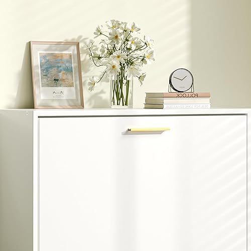 Miniatura 9 de JOZZBY Zapatero de almacenamiento para entrada, organizador de zapatos delgado y estrecho independiente con 2 cajones abatibles, zapatero de madera