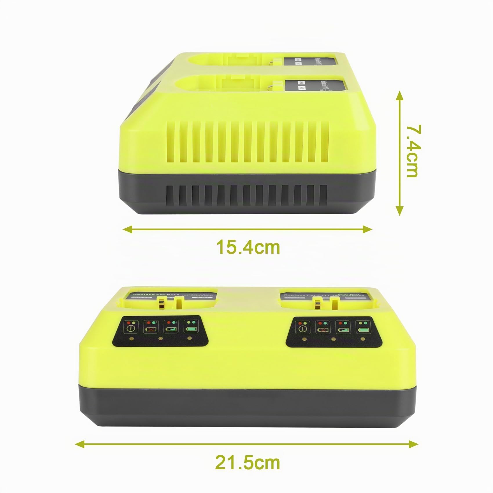 KUNLUN Ersatzladegerät für Ryobi Akku 18V ONE+ 3A P117 Doppelladegerät