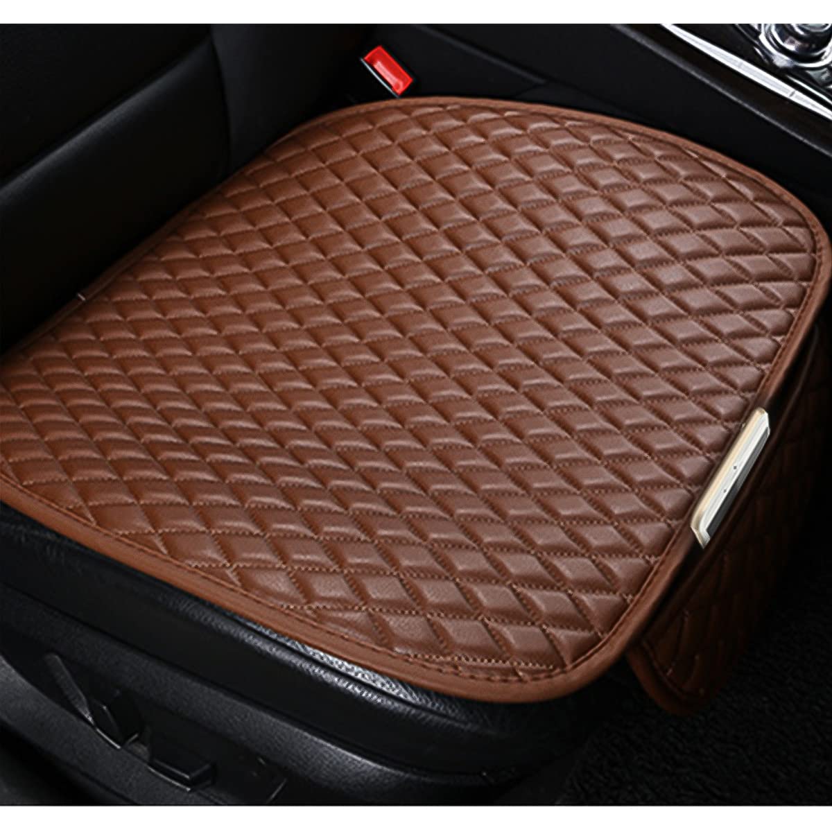 Funda de cuero para asiento de automóvil, cojín de asiento de automóvil, cómodo, compatible con el 90% de vehículos, autos, SUV, accesorios interiores de automóvil para hombres y mujeres (café) 8