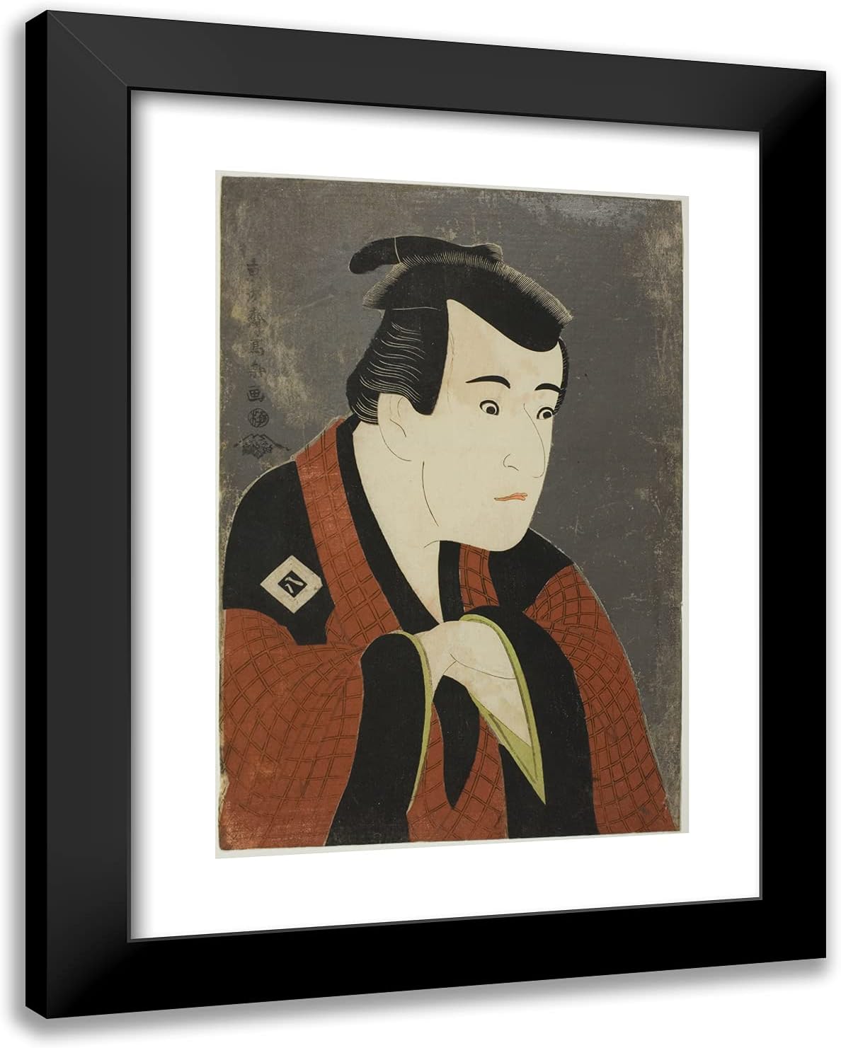 ArtDirect Toshusai Sharaku 19x24 Black Modern Framed and Double Matted Art Print Titled The Actor Ichikawa Yaozo III as Tanabe Bunzo
