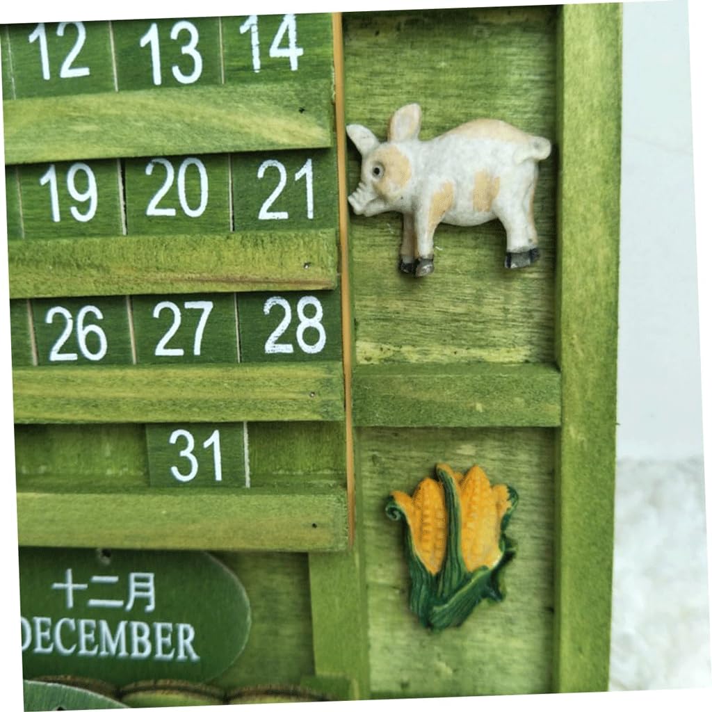 NALsa Calendario da Tavolo in Stile Pastorale Francese in Legno Verde Piccolo Calendario Calendario Calendario Calendario Decorazione da Appendere a Parete
