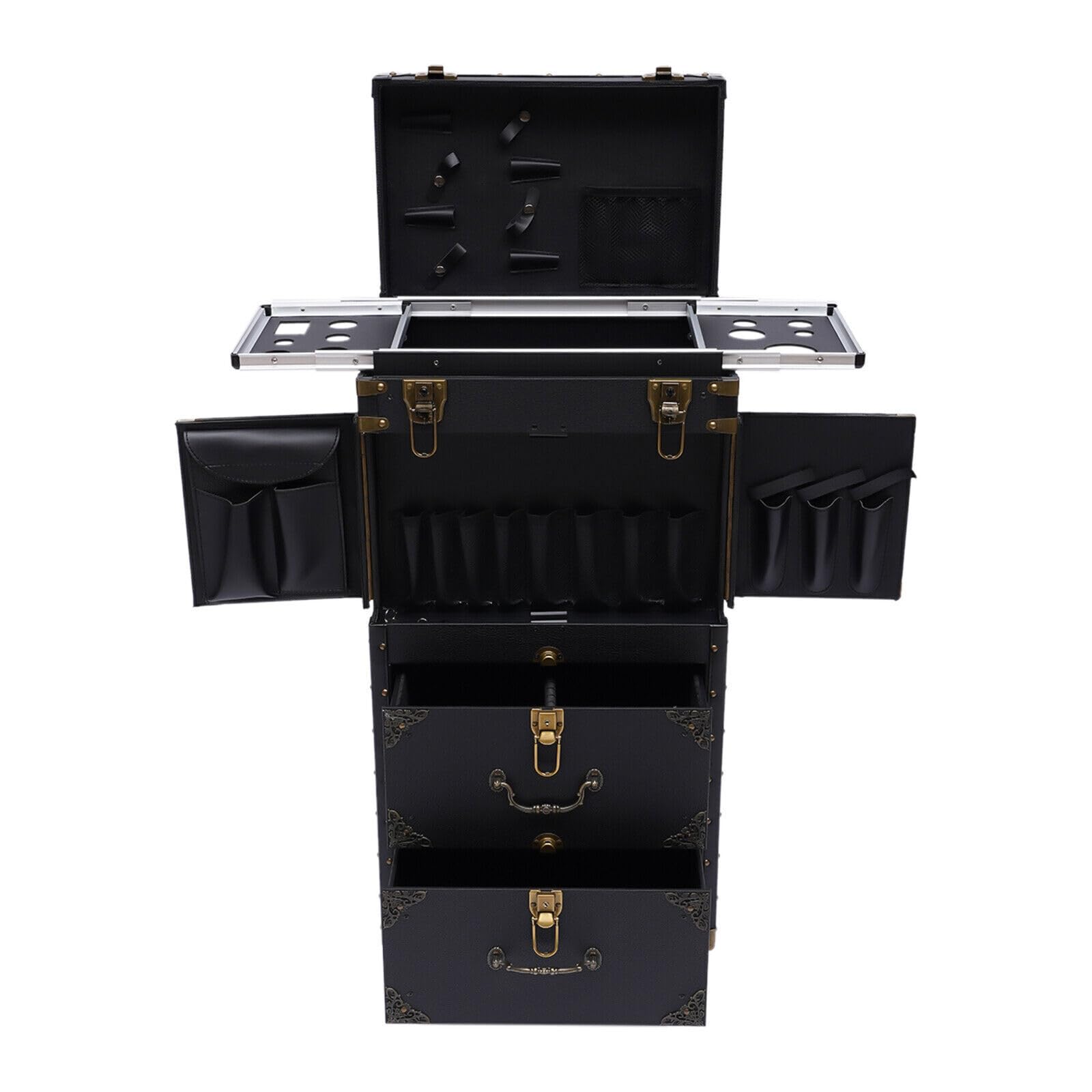Carrozzina da parrucchiere a 4 piani, carrello cosmetico, carrello da salone professionale, multifunzione, carrozza da parrucchiere, auto di bellezza, carrello di servizio con ruote.