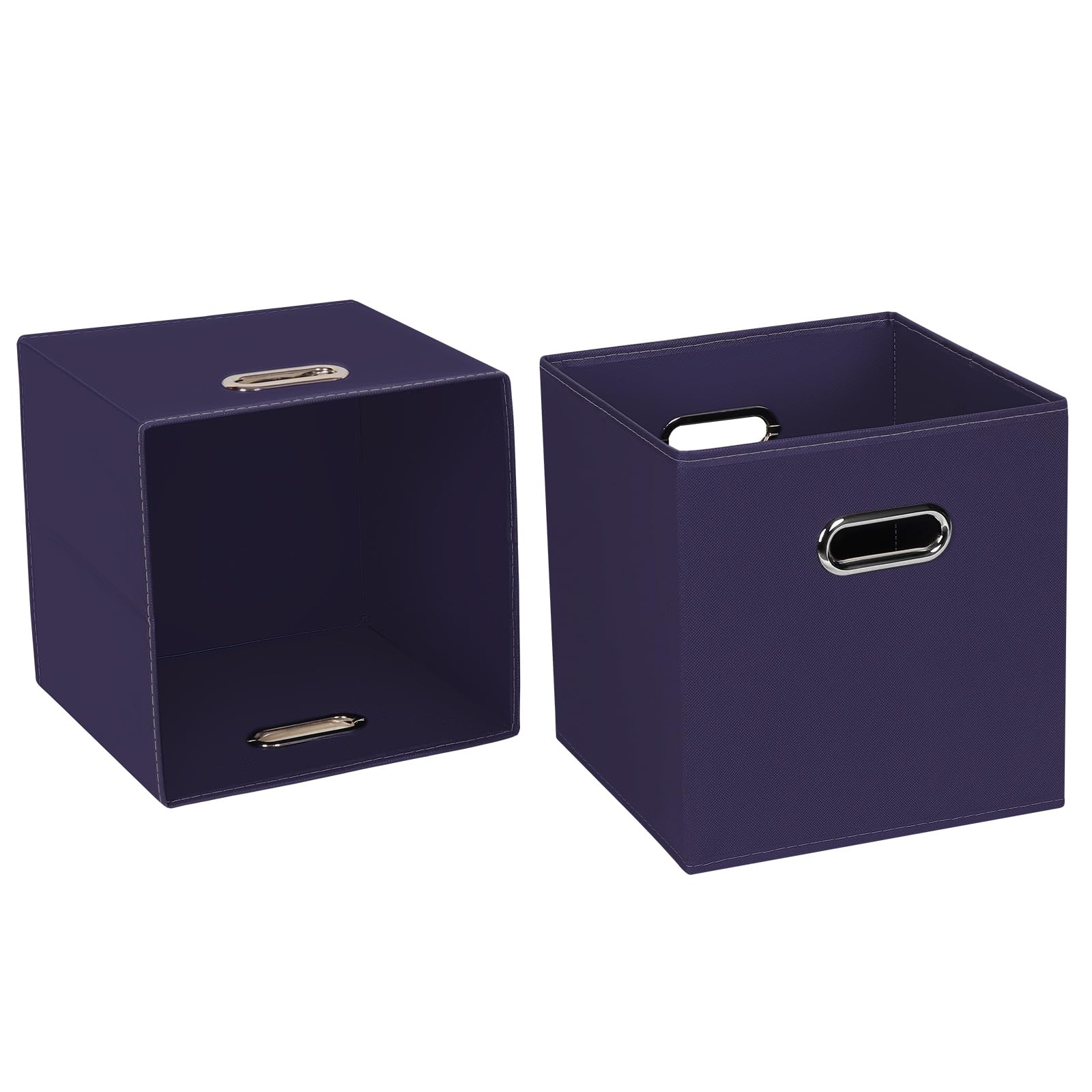 STOREONEFabric Storage Bins Cubes Baskets Organizers-(11X11X11) with Dual Handles for Shelf Closet, Bedroom Drawers Containers, Foldable Set of 2 (Navy Blue)