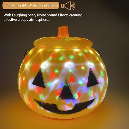 Miniatura 6 de Luces de calabaza con efectos de sonido, linterna LED de ruido aterrador, funciona con pilas, lámpara de calabaza con sonido espeluznante, luz