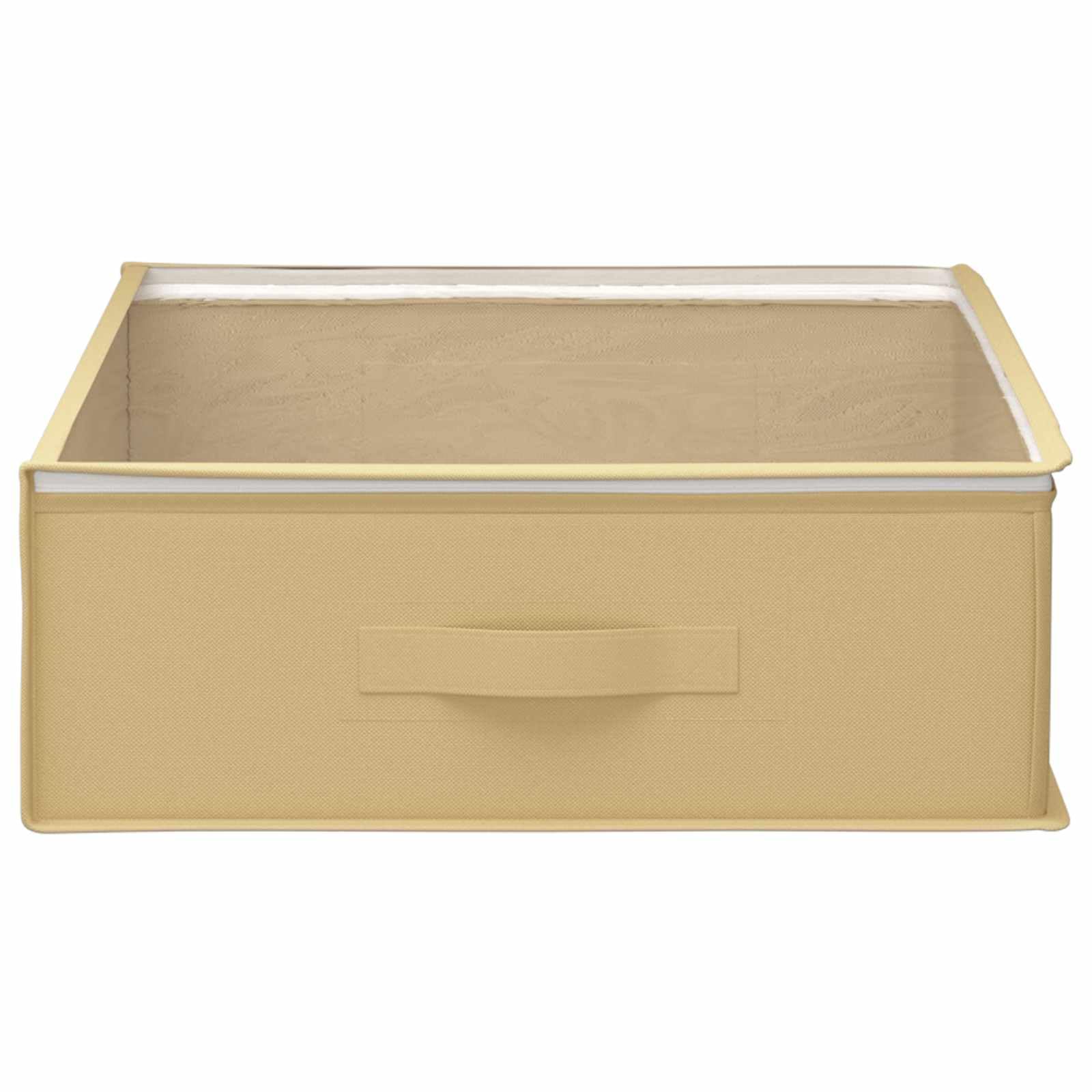 6 Scatole Stoccaggio Con Finestra Trasparente 100x50x18 cm Crema | Tessuto non tessuto traspirante, pieghevole, maniglie laterali, doppie cerniere, per vestiti e biancheria
