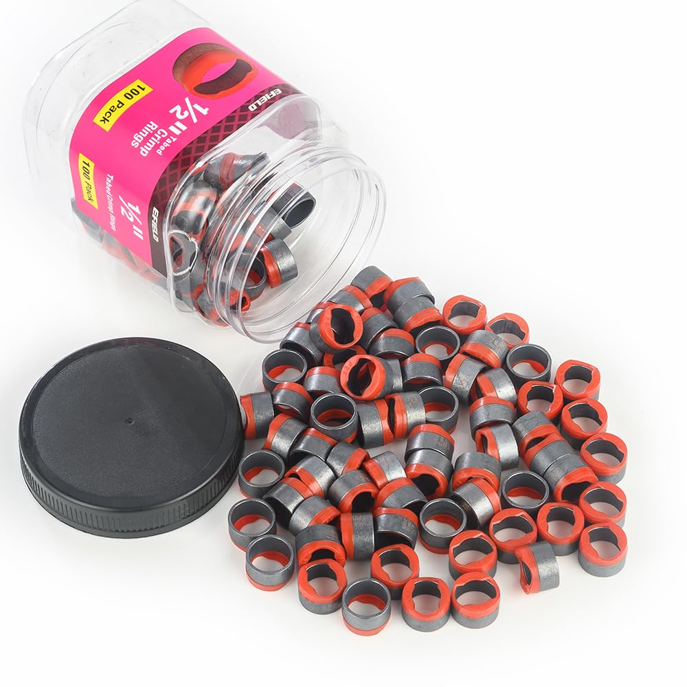 Pro100-Pack EFIELD 1/2" Pex Copper Crimp Rings With End Stop, Black-Oxidized Surface Treatment,(CLAMP042)