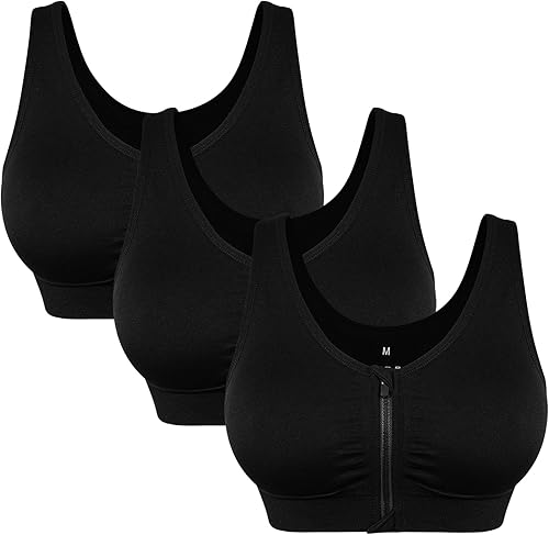 Brasier deportivo con cierre frontal para mujer, posoperatorio, sin alambres, para yoga