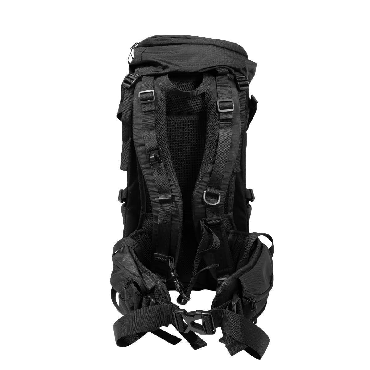 GymBeam Mochila de Trekking 40 l: Mochila compacta para Senderismo con Sistema de ventilación, 9 Bolsillos, Funda Impermeable integrada y Elementos Reflectantes., Schwarz