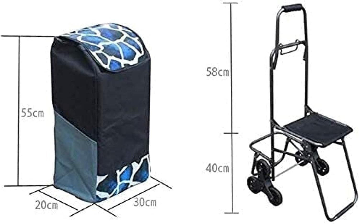 Einkaufstrolley Trolley Sackkarre Treppensteigen Einkaufswagen Klappbarer Einkaufswagen Tragbarer Ziehwagen Handanhänger Ziehwagen Einkaufstasche mit Rollen