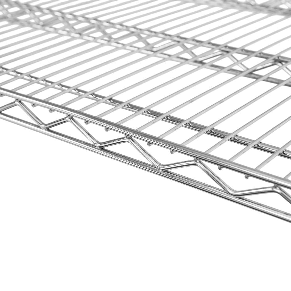 Mega-M Estantería de alambre cromado de 4 estantes 90 × 45 × 180 cm de acero cromado estantes ajustables capacidad de carga 250 kg/estante montaje sin herramientas
