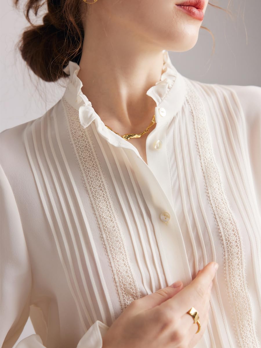 Women's Stand Collar French Silk Blouse for Women