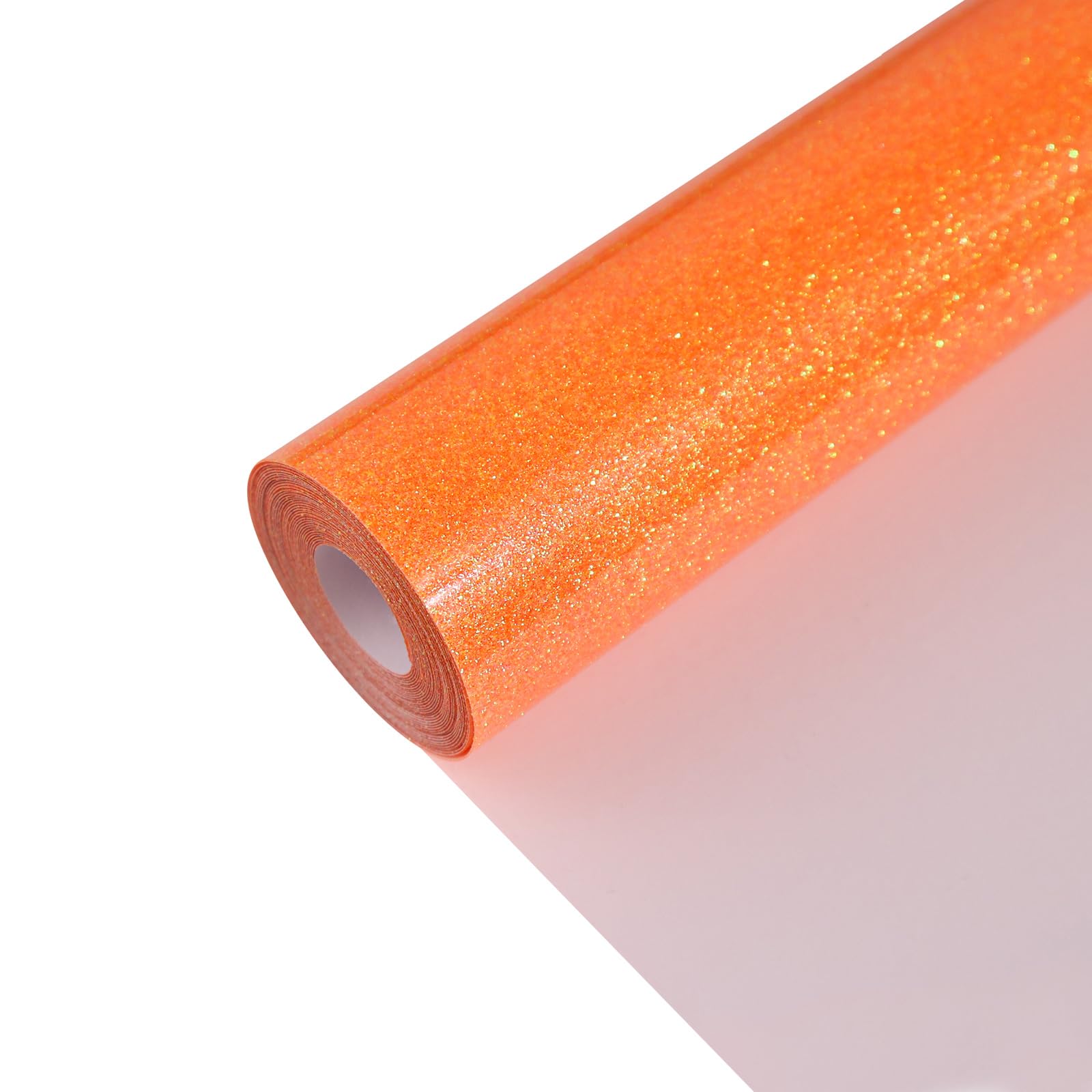 Neon Orange Glitter Heat Transfer Vinyl 12" x 5 ft HTV for Shirts, Glitter HTV for All Cutter Machine - Easy to Cut &amp; Weed for Heat Vinyl Design