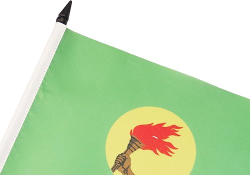 Miniatura 483 de Bandera de mesa Sierra Leona de 5 x 8 pulgadas, bandera de escritorio de Sierra Leona, 8.3 x 5.5 in, barra y base de plástico negro AZ FLAG