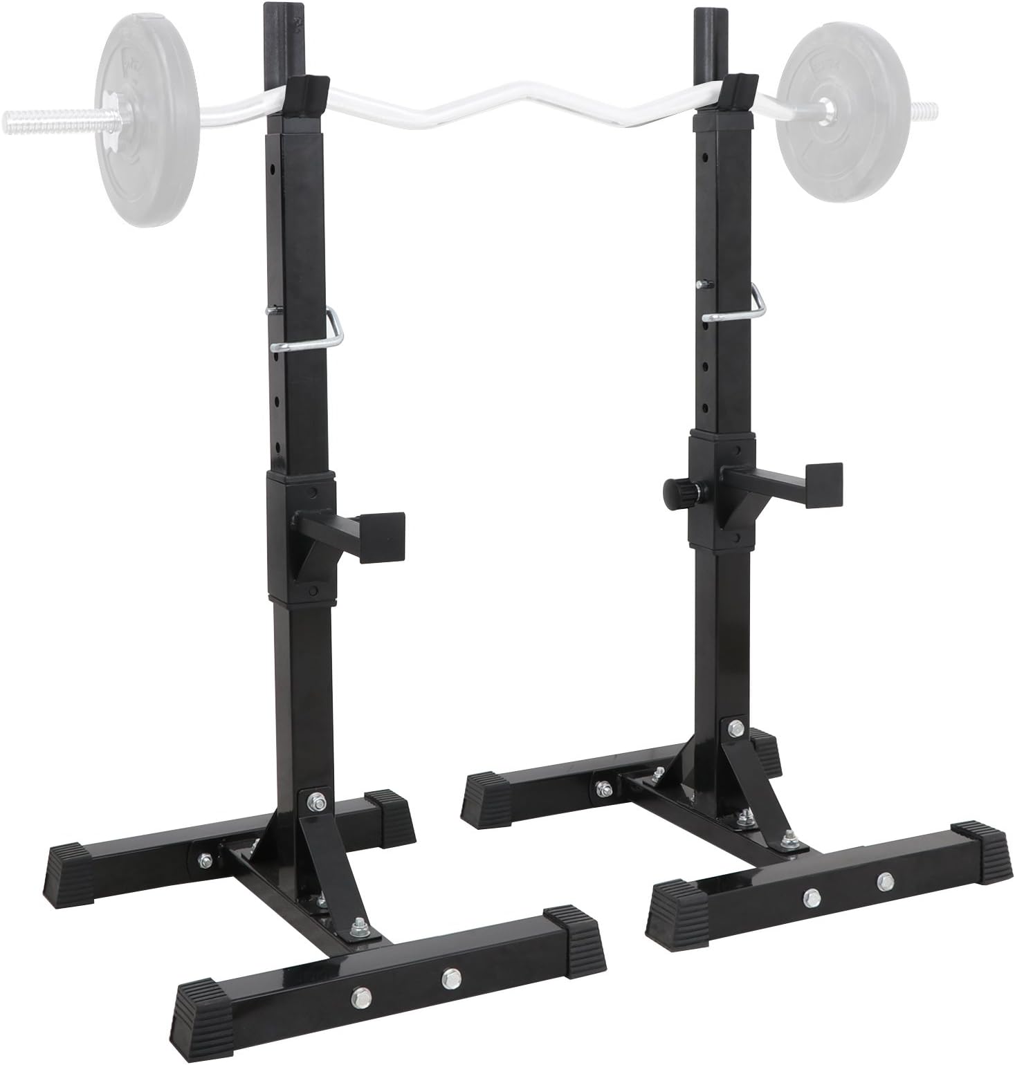 ZENY Adjustable Squat Barbell Rack Stand, Bench Press Rack for Home Gym Strength Training, Max Load 550LB