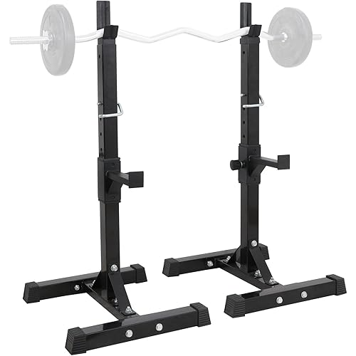 ZENY Adjustable Squat Barbell Rack Stand, Bench Press Rack for Home Gym Strength Training, Max Load 550LB