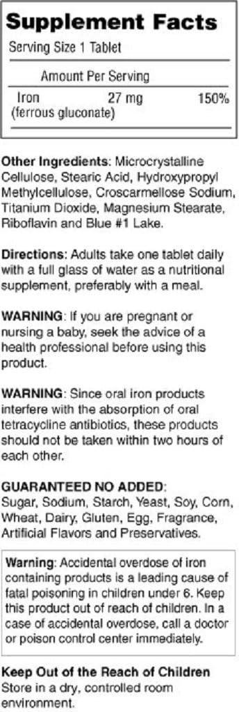 Mason Vitamins Iron Ferrous Gluconate 240Mg Tablets, 100 Count per Bottle Pack of 12 Total 1200 Tablets