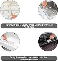 Vista 6 de 4 cepillos limpiadores de lechada, cepillo de limpieza de cerdas rígidas en forma de V, herramienta de limpieza para suelos de azulejos, pistas