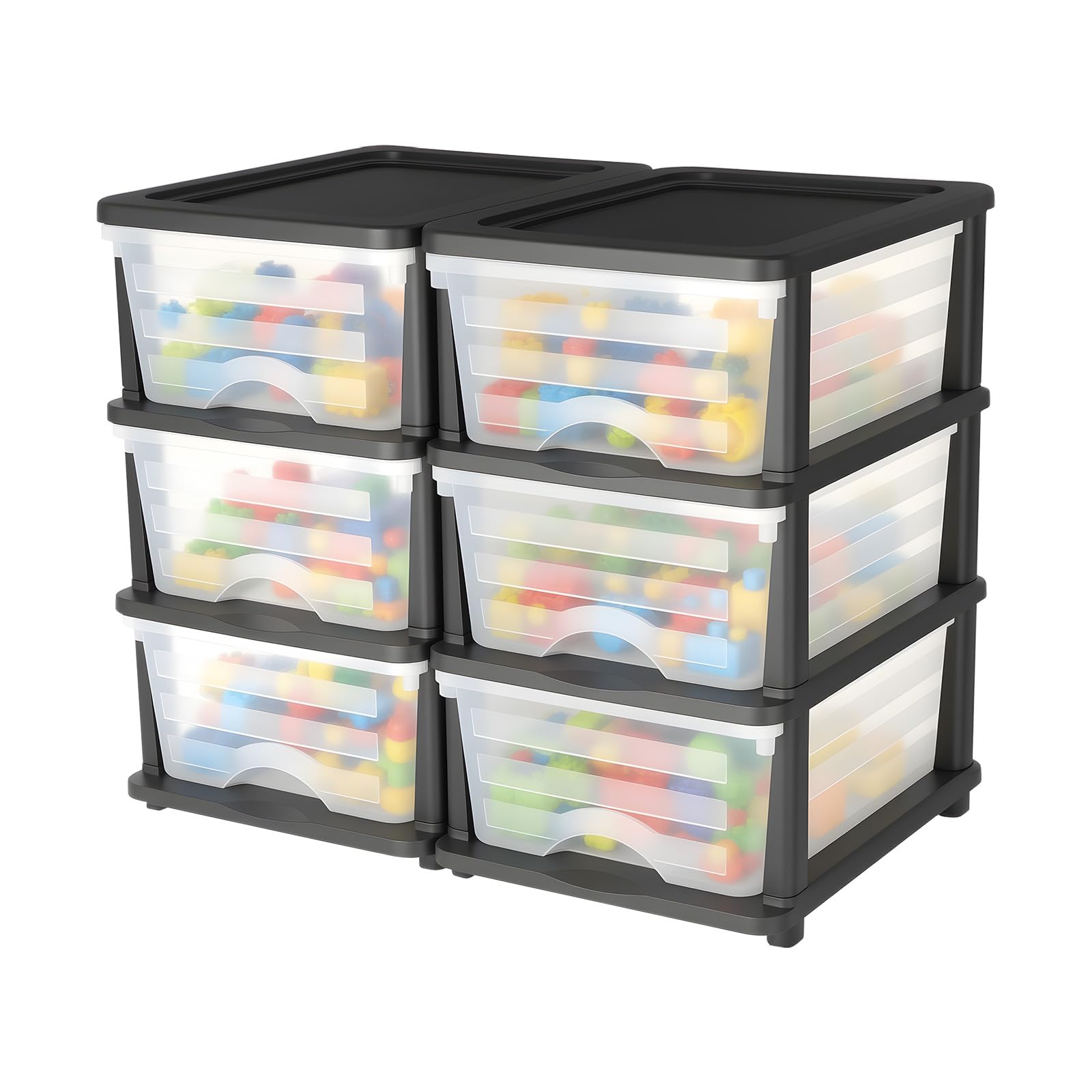 VEVOR Cassetti Portaoggetti in Plastica, Torre Portaoggetti a 6 Cassetti, Scatola per Stoccaggio a 3 Livelli, Contenitori Trasparenti per Forniture per Ufficio, Stanze per hobby, Aule, Casa