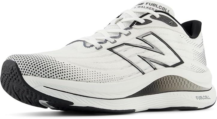 New Balance Mens FuelCell Walker Elite V1 Running Shoe, White/Black/Castle Rock, 7.5 Wide