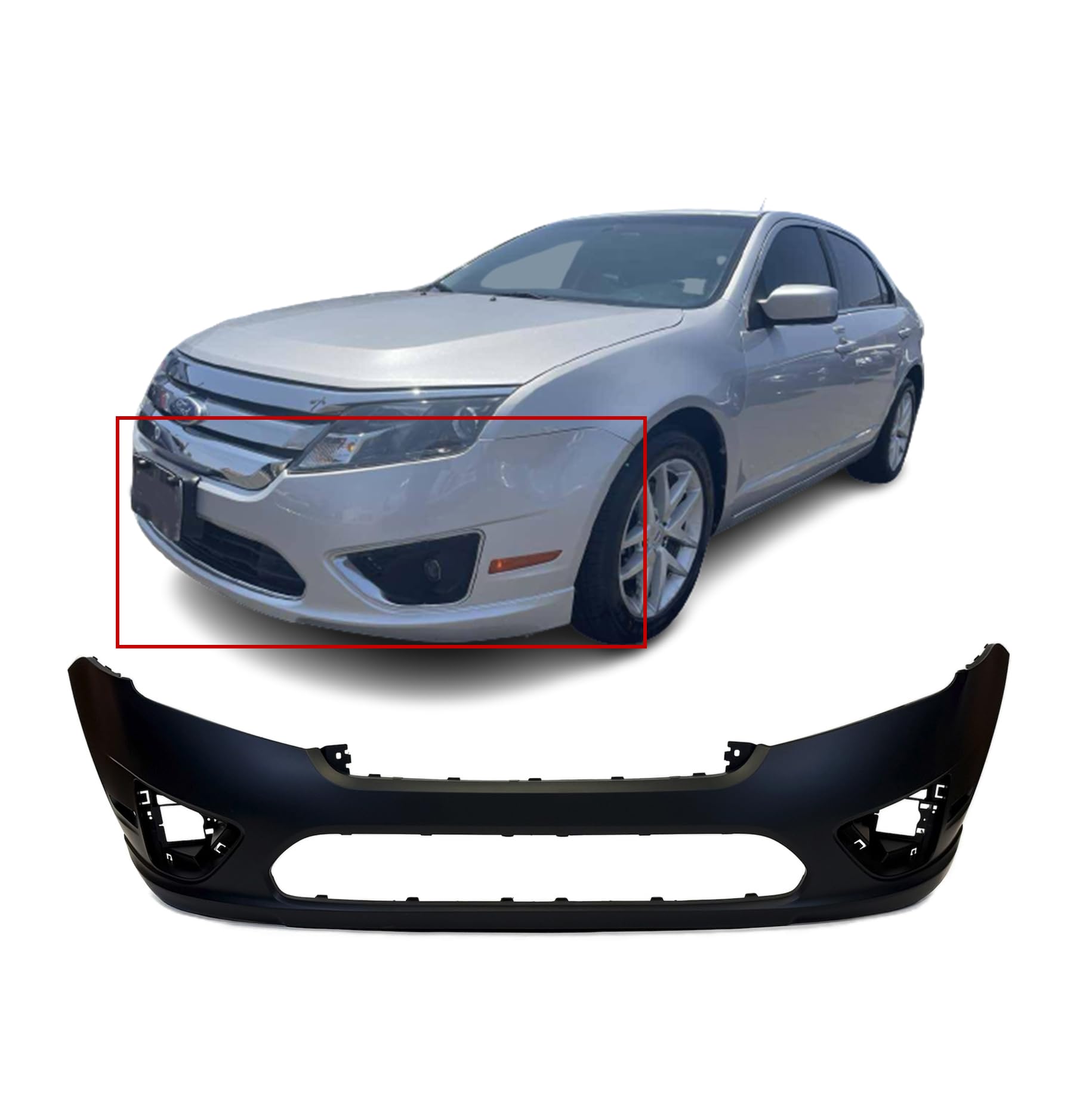 FitParts Compatible With Front Bumper Cover 2010-2012 Ford Fusion Hybrid SEL SE S Sport Sedan 10-12. New, Primed and Ready for Paint. With Fog Light Holes. FO1000650 AE5Z17D957BAPTM 2011