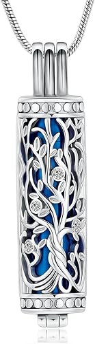 Cilindro de cremación joyería árbol de la vida urna collar de urna de ceniza colgante de medallón de árbol de la vida para cenizas humanas de