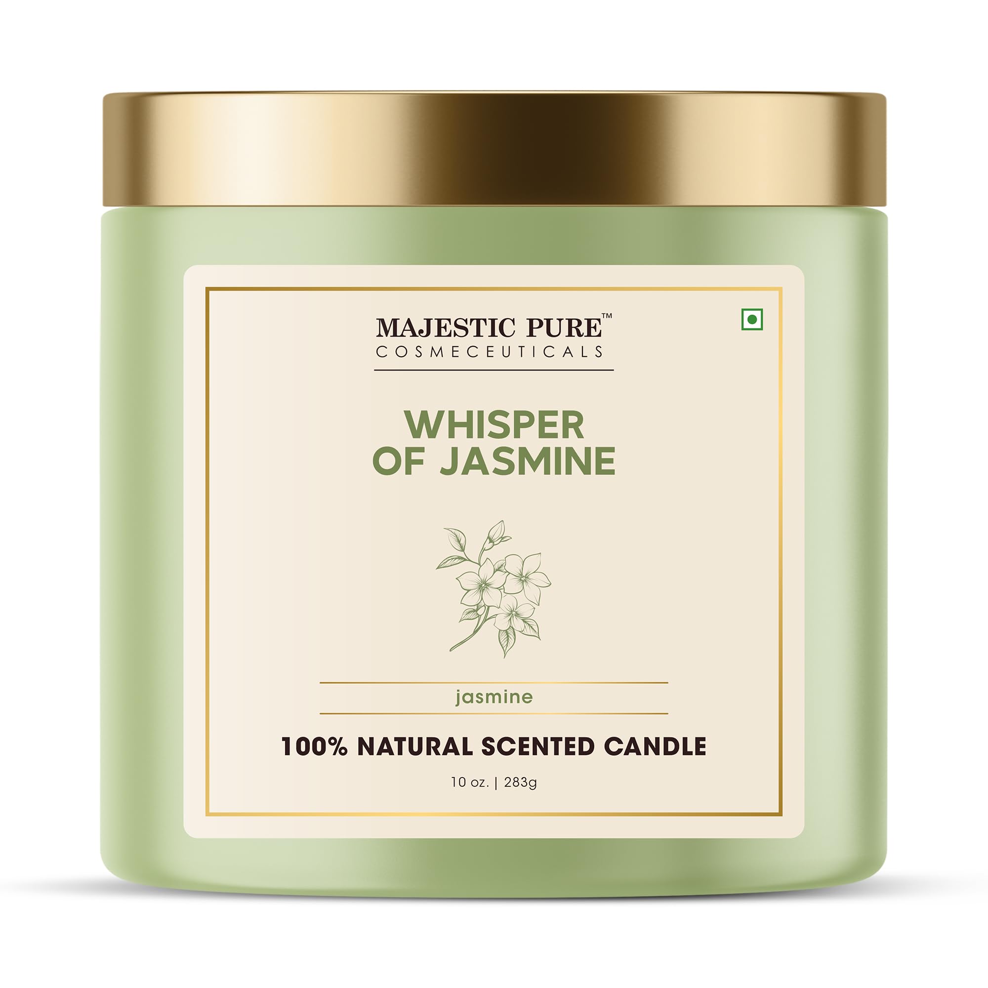Majestic Pure Jasmine Scented Candle 283 g - Natural Soy Wax, Double Wick Relaxing Home Fragrance Candle - Long Lasting Jasmine Aromatherapy Gift for Living Room & Bedroom