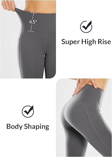 Miniatura 5 de baleaf Nuleaf - Leggings capri elásticos para mujer, con bolsillos, cintura alta, cepillados, para yoga, entrenamiento, atletismo, control de