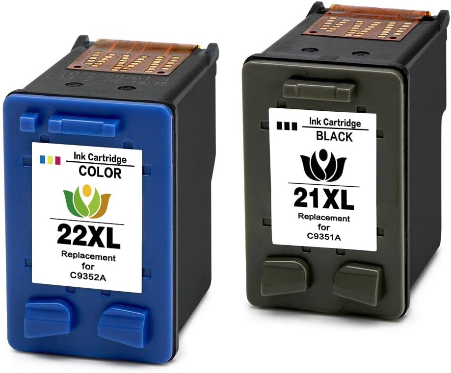 ArInk 2 Pack Remanufactured for HP 21 22 XL (1 Black + 1 Tri-Colour) Ink Cartridges Compatible for HP PSC 1410AI Series,DESKJET 3910,3915,3918