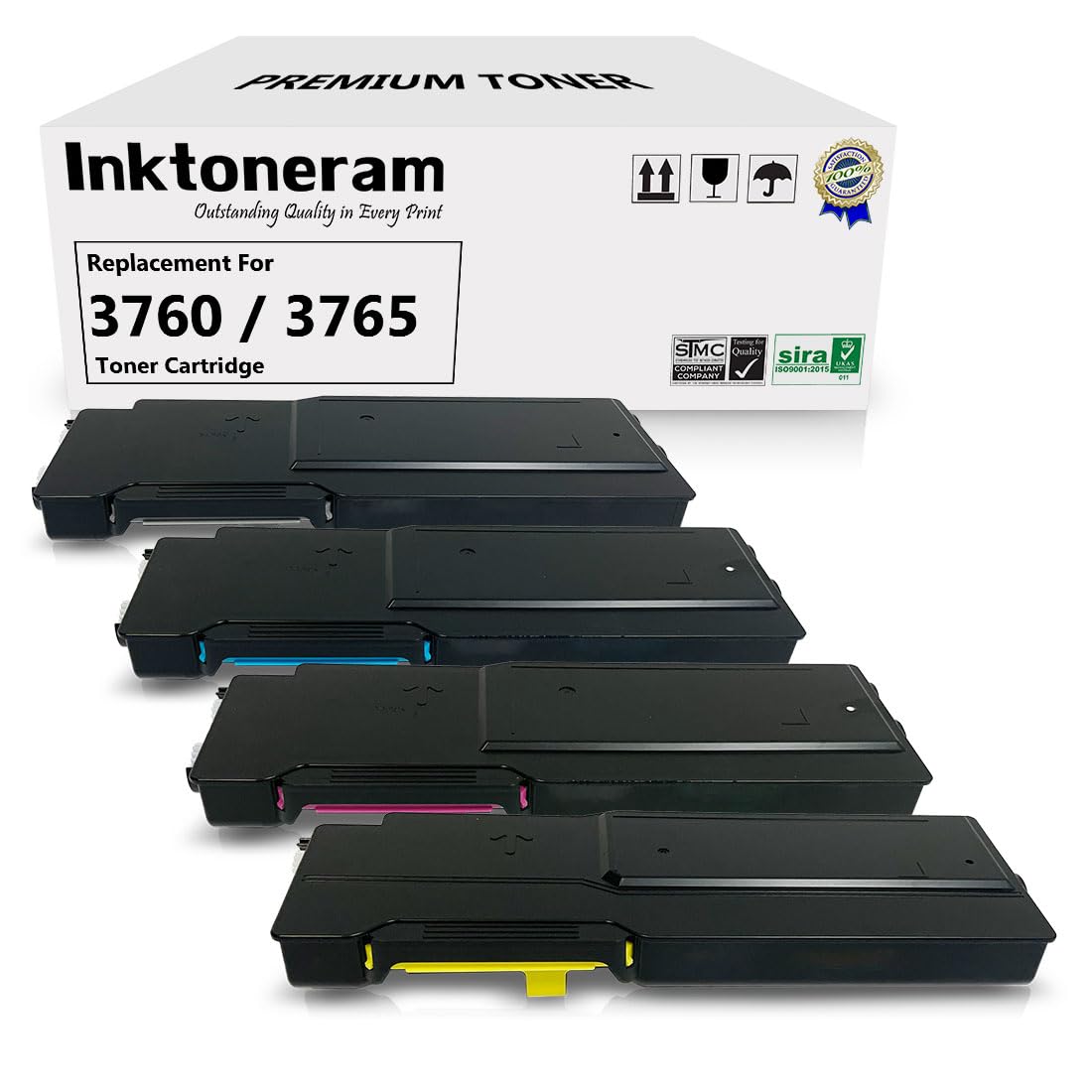 Inktoneram Compatible Toner Cartridges Replacement for Dell C3760n C3760dn C3765dnf W8D60 1M4KP XKGFP MD8G4 Extra High Yield ([Black,Cyan,Magenta,