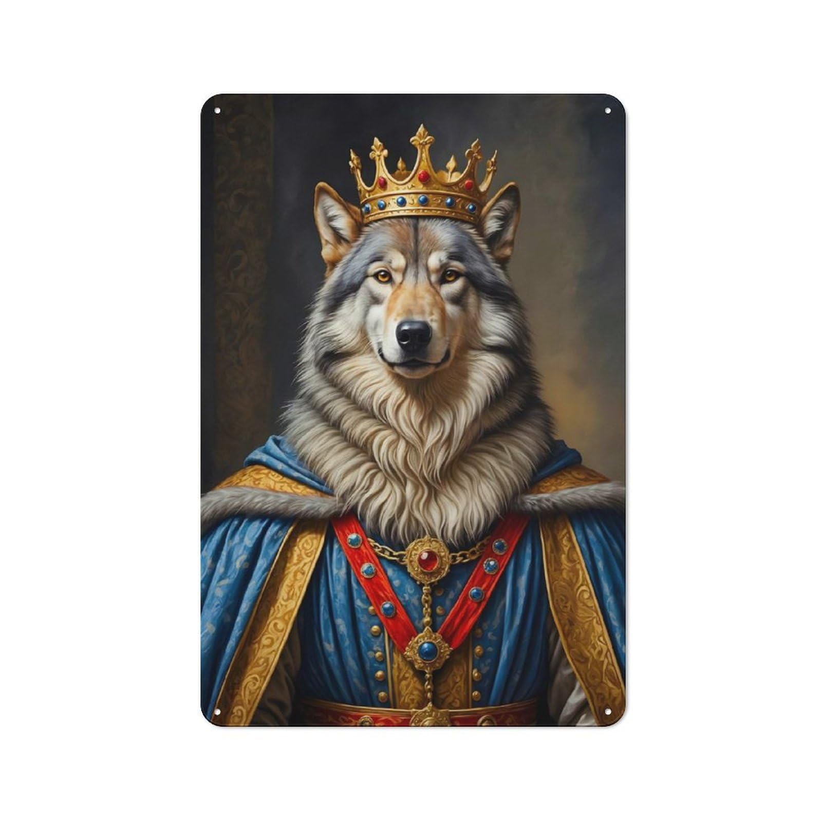 Junmoney Wolf King Classic Metal Sign 30X20cm Featuring Bar Wall Plaque For Diner, Restaurant, Shed Or Kitchen