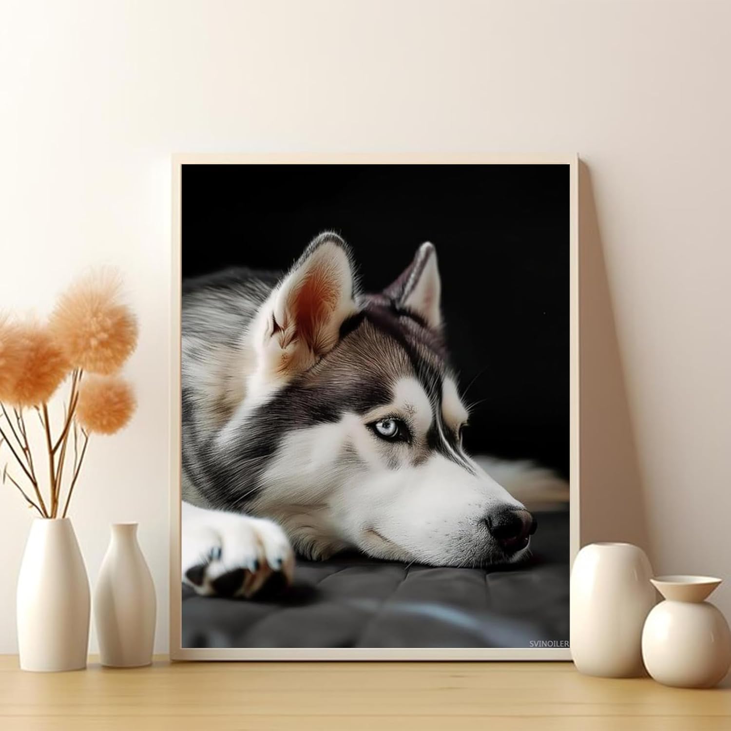 SVINOILER Husky Dog Paint by Numbers Kit Paint by Numbers DIY Acrylic Drawing Paintworks Artwork Adults Beginners 16x20inch