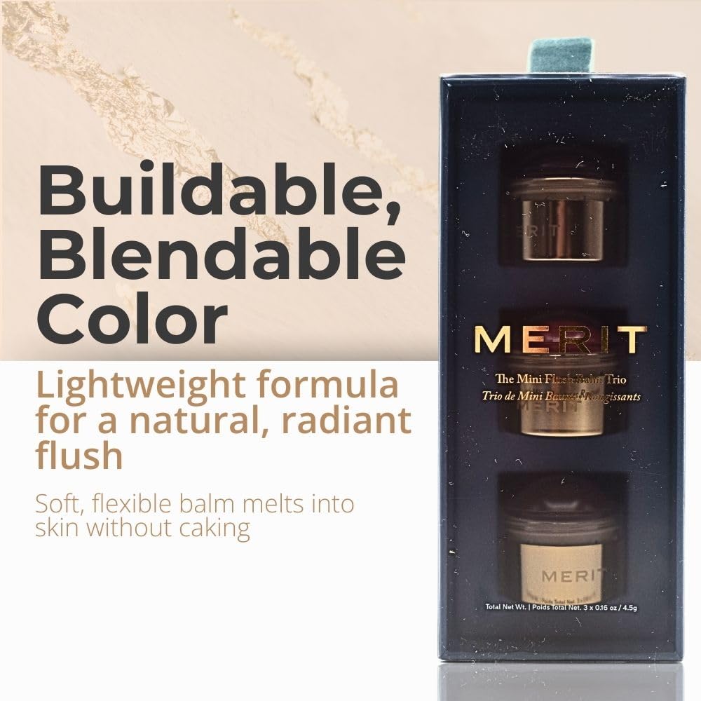 Amazon.com : MERIT Mini Flush Balm Cream Blush Trio Set : Beauty
