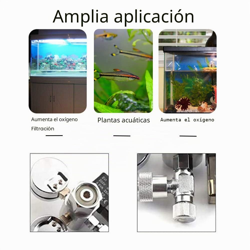 Reductor de Presión de CO2 Con Válvula Solenoide, Manómetro y Antirretorno - Magnética Reutilizable para Acuario, Contador de Burbujas, Interfaz W21.8